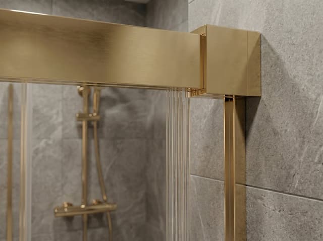 LUXOR GOLD MATT drzwi wejście z rogu 900mm, szkło czyste