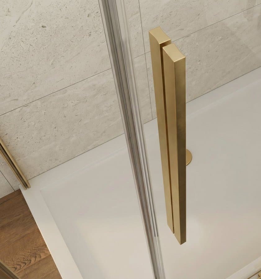 LUXOR GOLD MATT drzwi wejście z rogu 900mm, szkło czyste