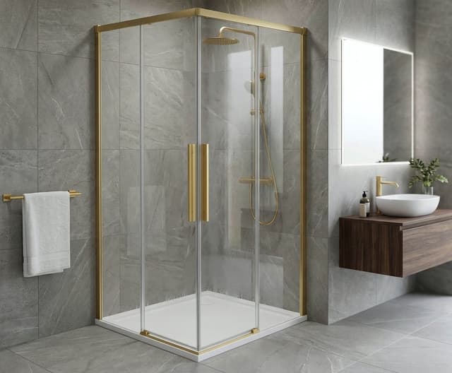 LUXOR GOLD MATT drzwi wejście z rogu 1000mm, szkło czyste