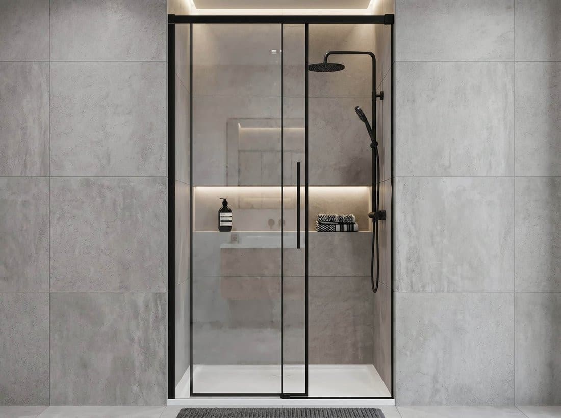LUXOR BLACK drzwi prysznicowe 1400mm, szkło czyste