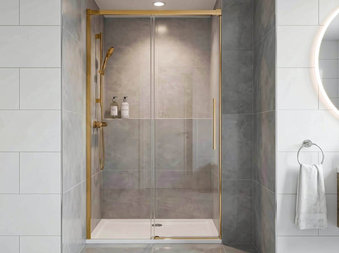 LUXOR GOLD MATT drzwi prysznicowe 1200mm, szkło czyste