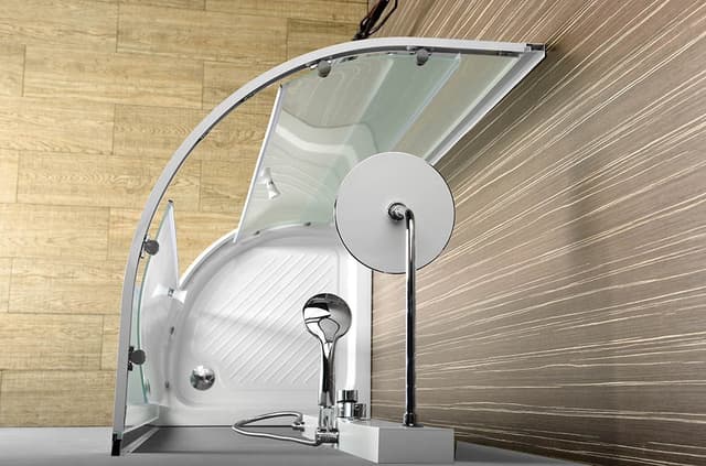 ARLEN kabina prysznicowa półokrągła 800x800x1850 mm, szkło Brick