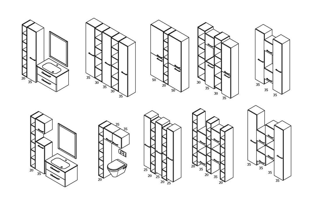 ESPACE słupek wysoki, otwarty z półkami 20x172x32cm, sosna rustyk