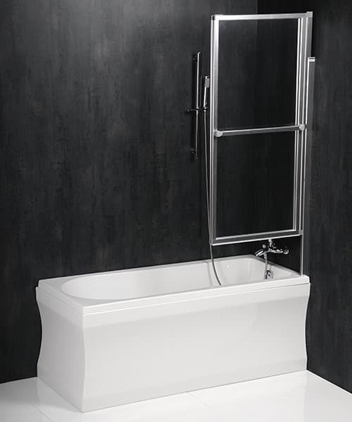 OLBIA parawan wannowy podnoszony pneumatycznie, szer. 1230mm, srebrny, szkło czyste