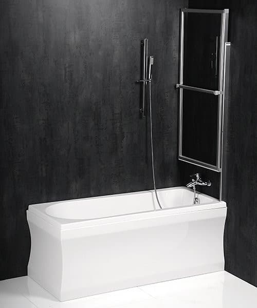 OLBIA parawan wannowy podnoszony pneumatycznie, szer. 1230mm, srebrny, szkło czyste