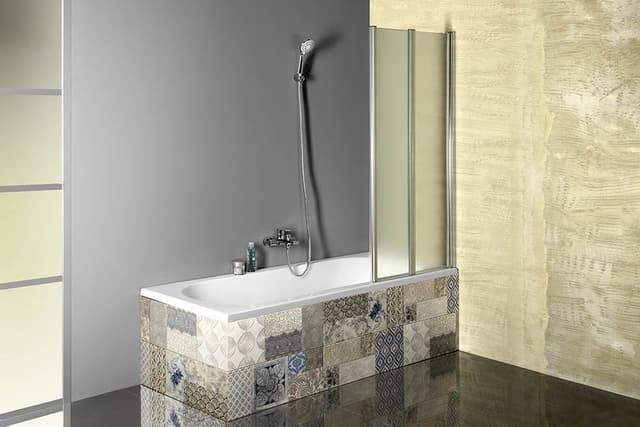 VANDA parawan wannowy składany 1000x1400 mm, chrom, szkło matowe