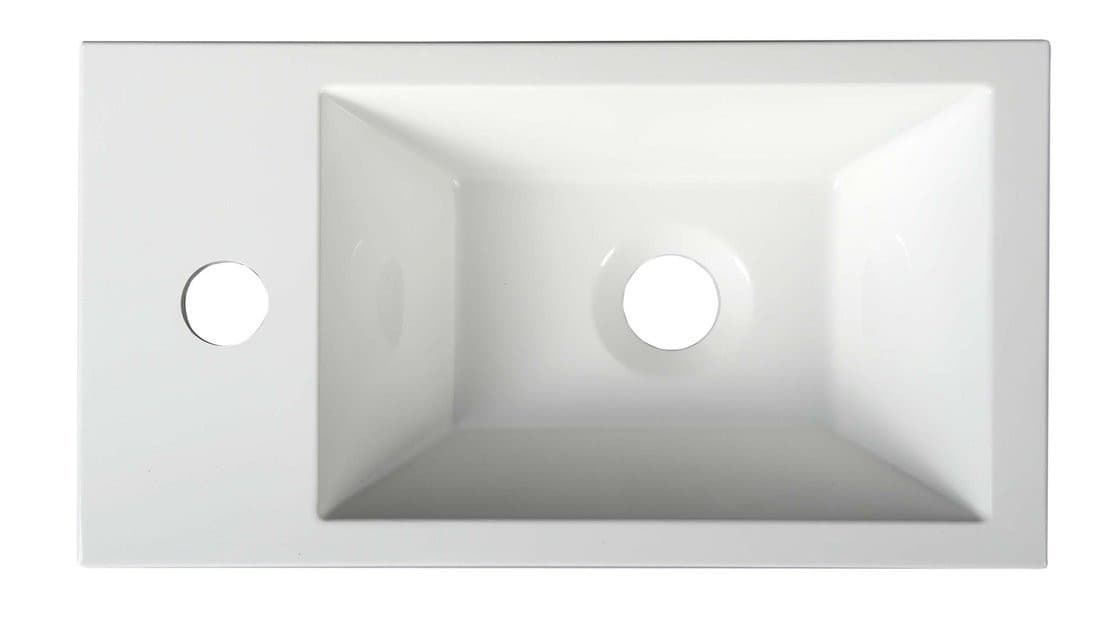AMAROK umywalka kompozytowa 40x22cm, biała, bateria z lewej strony