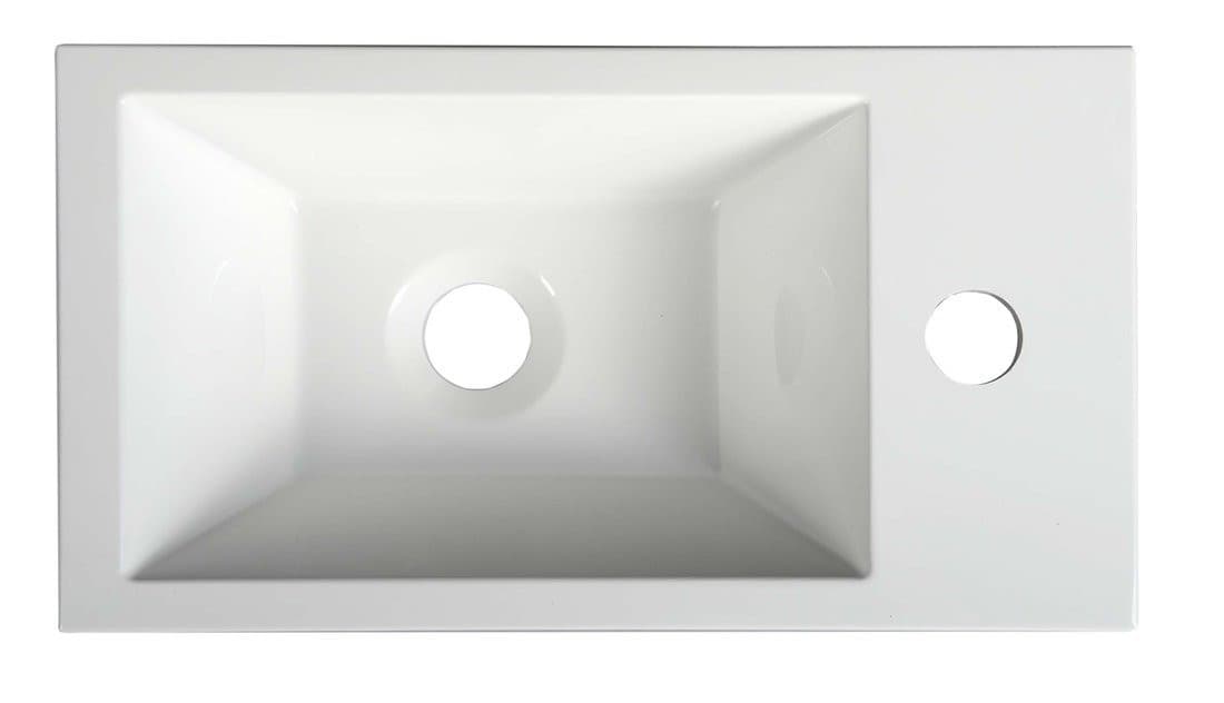 AMAROK umywalka kompozytowa 40x22cm, biała, bateria z prawej strony