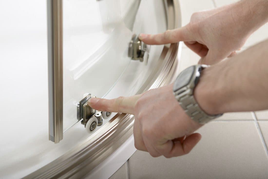 ANTIQUE kabina półokrągła 1000x1000mm, drzwi przesuwne podwójne, brąz