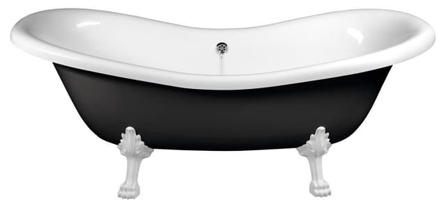 CHARLESTON wanna wolnostojąca 188x83x69cm, nogi białe, czarno/biała
