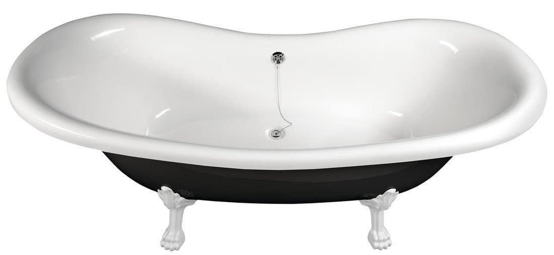 CHARLESTON wanna wolnostojąca 188x83x69cm, nogi białe, czarno/biała