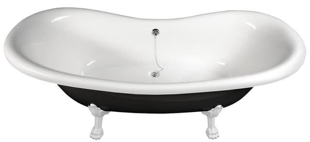 CHARLESTON wanna wolnostojąca 188x83x69cm, nogi białe, czarno/biała