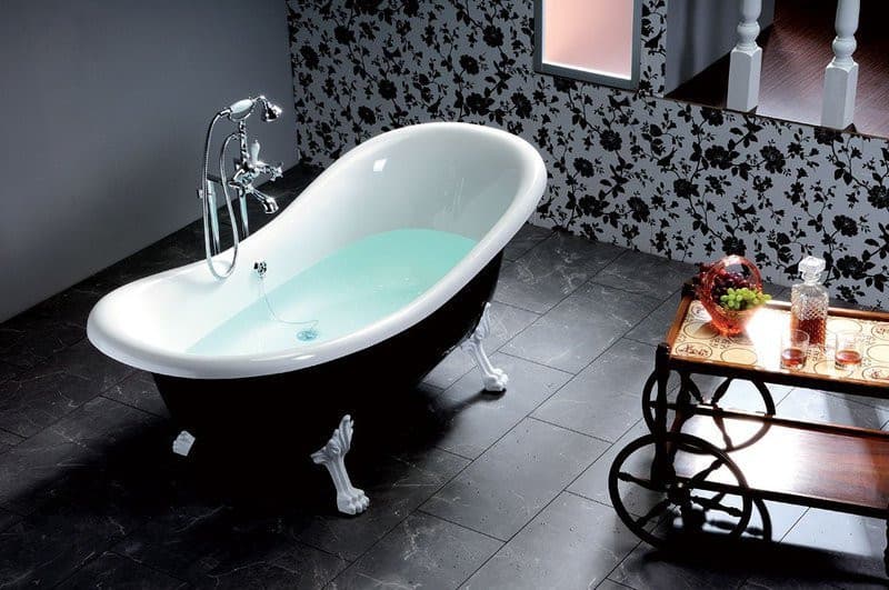 CHARLESTON wanna wolnostojąca 188x83x69cm, nogi białe, czarno/biała