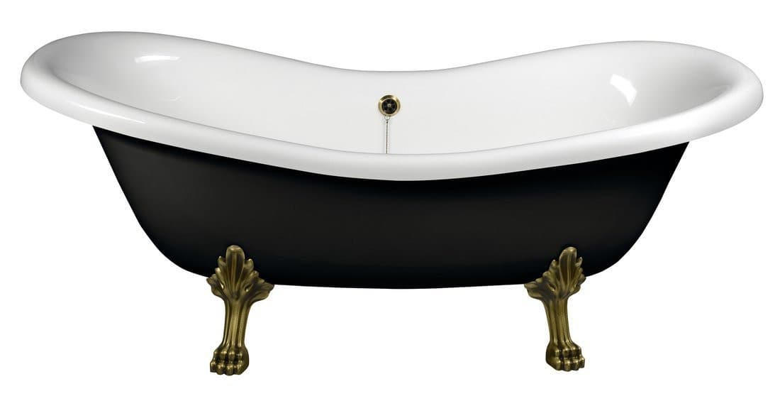 CHARLESTON wanna wolnostojąca 188x83x69cm, nogi brąz, czarno/biała