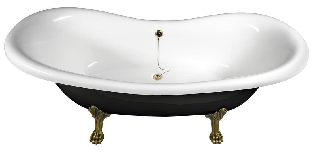 CHARLESTON wanna wolnostojąca 188x83x69cm, nogi brąz, czarno/biała