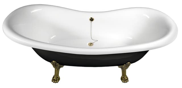 CHARLESTON wanna wolnostojąca 188x83x69cm, nogi brąz, czarno/biała