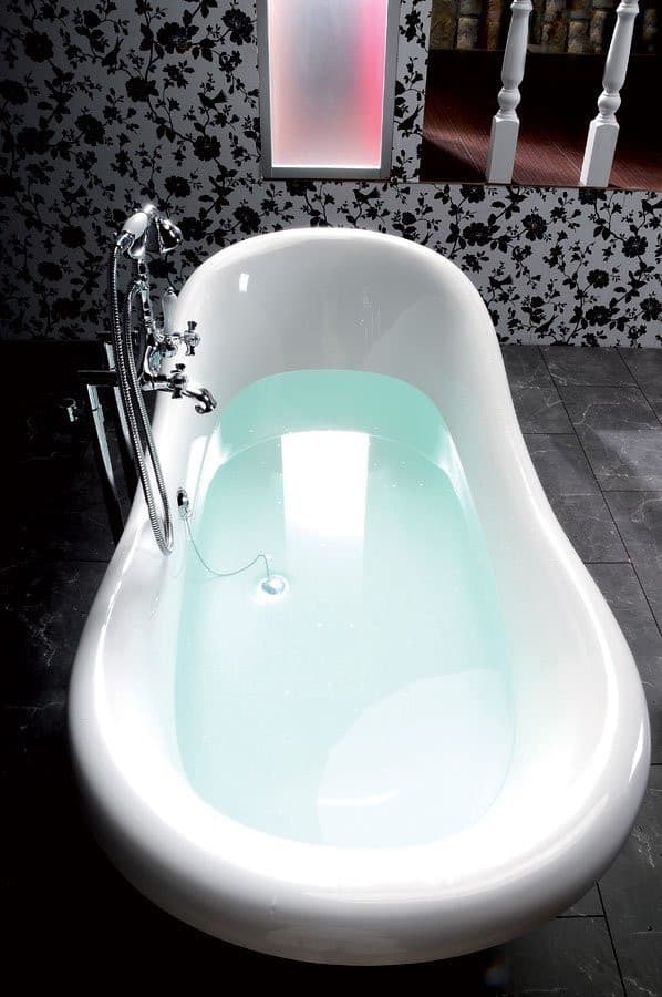 CHARLESTON wanna wolnostojąca 188x83x69cm, nogi brąz, czarno/biała