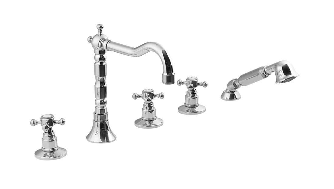 ANTEA pięcioelementowa bateria na brzeg wanny z wylewką retro, chrom