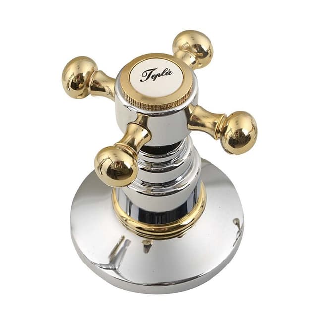 ANTEA pięcioelementowa bateria na brzeg wanny z wylewką retro, chrom/złoto