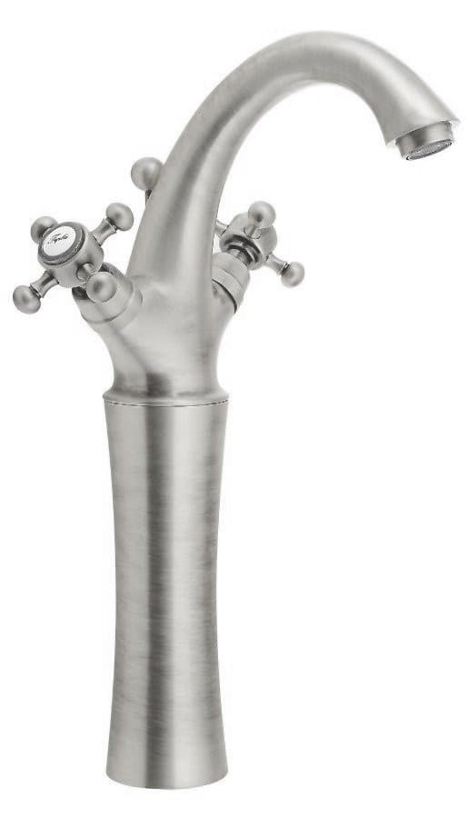 ANTEA bateria umywalkowa wysoka z odpływem, wysokość 300mm, nikiel szczotkowany