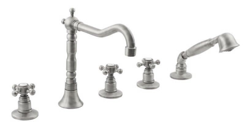 ANTEA pięcioelementowa bateria na brzeg wanny z wylewką retro, nikiel