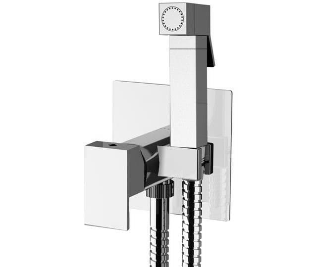 Bateria bidetowa podtynkowa ze słuchawką bidetową i wężem, chrom