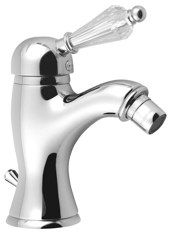 KIRKÉ CRYSTAL bateria bidetowa z odpływem, uchwyt kryształ, chrom