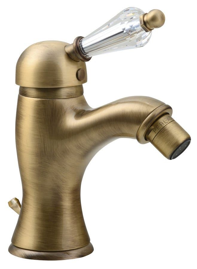 KIRKÉ CRYSTAL bateria bidetowa z odpływem, uchwyt kryształ, brąz