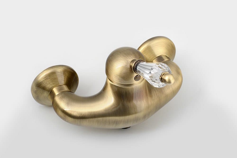 KIRKÉ CRYSTAL bateria prysznicowa ścienna, uchwyt kryształ, brąz