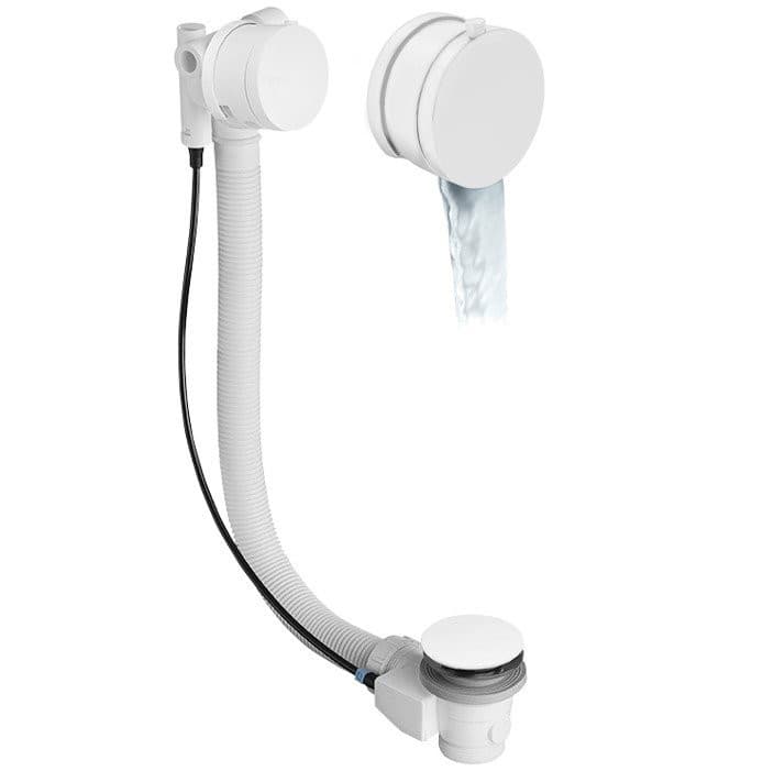 Zestaw odpływowy z napełnianiem, dł. 575mm, korek automatyczny 72mm, biały