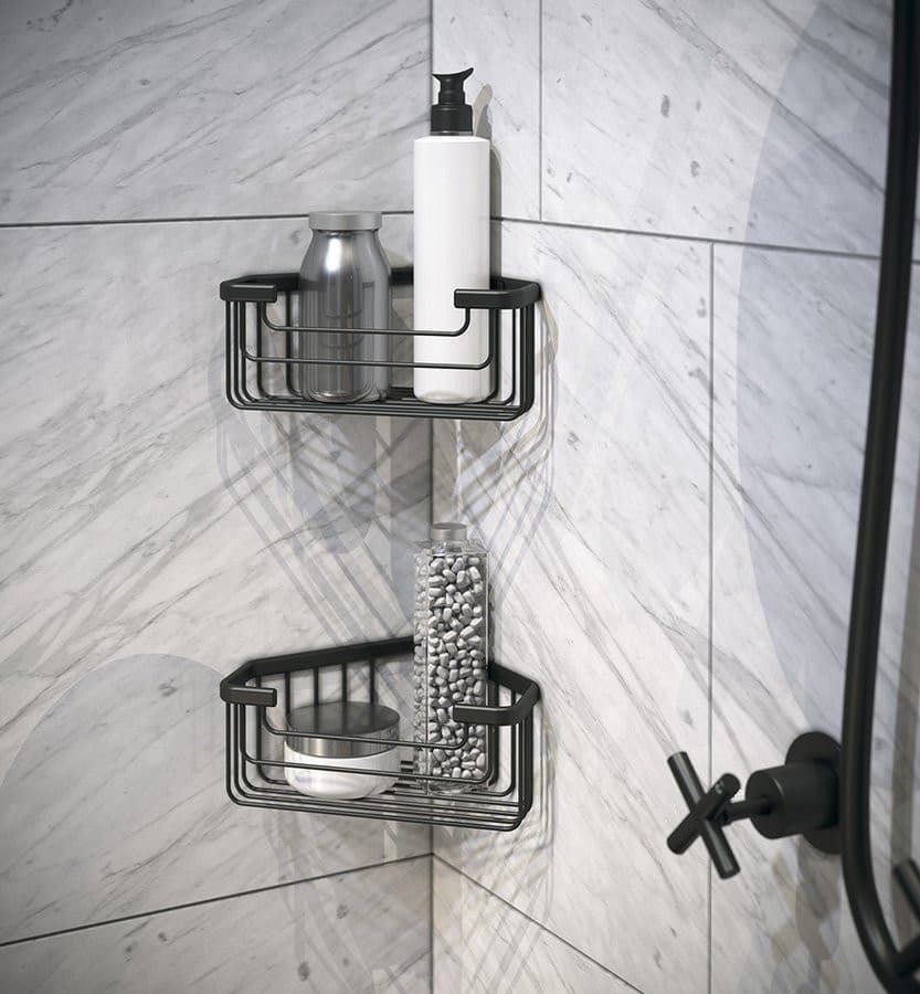 SMART półka narożna do kabiny prysznicowej, 200x80x151mm, czarny mat