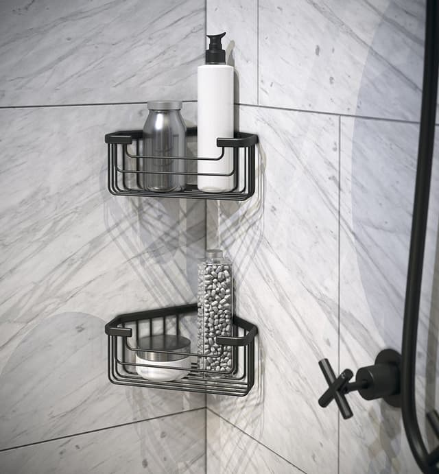 SMART półka narożna do kabiny prysznicowej, 200x80x151mm, czarny mat