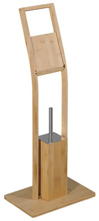 BAMBUS Stojak z wieszakiem na papier toaletowy oraz szczotką do WC, bambus