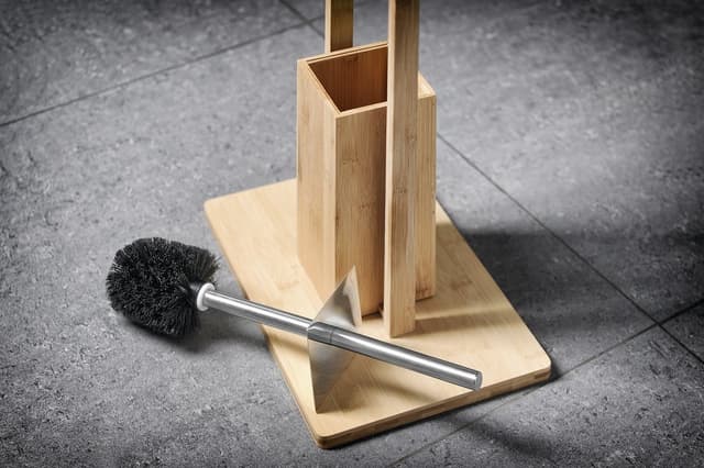 BAMBUS Stojak z wieszakiem na papier toaletowy oraz szczotką do WC, bambus