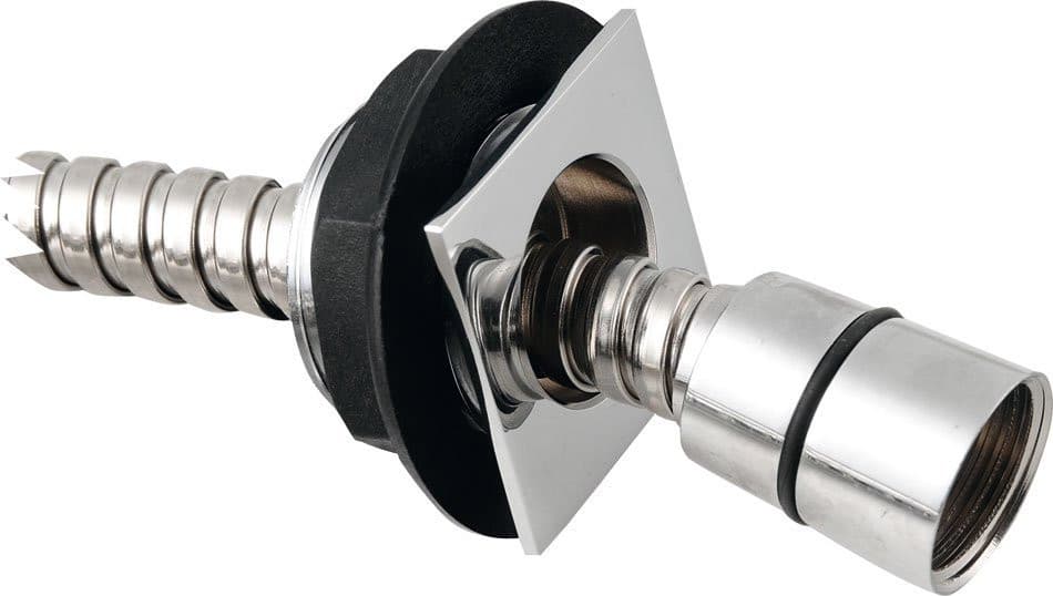 Gniazdo prysznicowe kwadratowe na brzeg wanny, łącznie z wężem, chrom