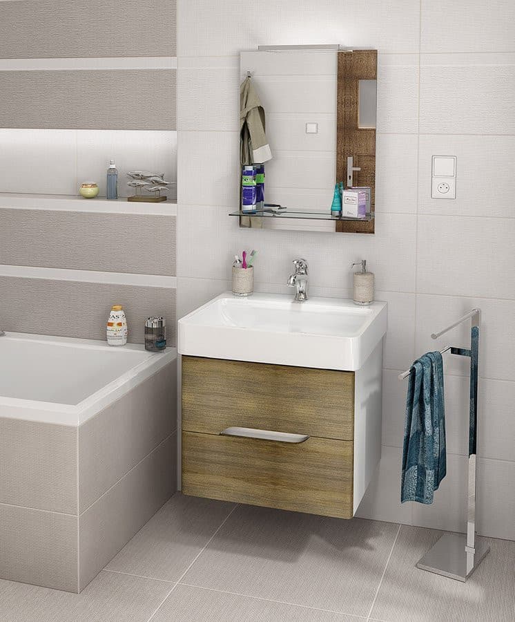 MEDIENA szafka umywalkowa 56x51x48,5cm, biały mat/dąb graphite