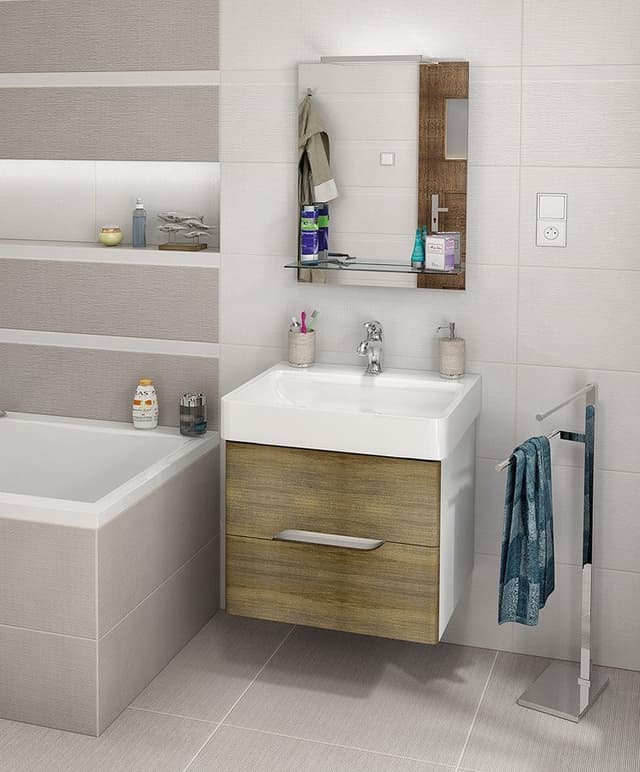 MEDIENA szafka umywalkowa 56x51x48,5cm, biały mat/dąb graphite