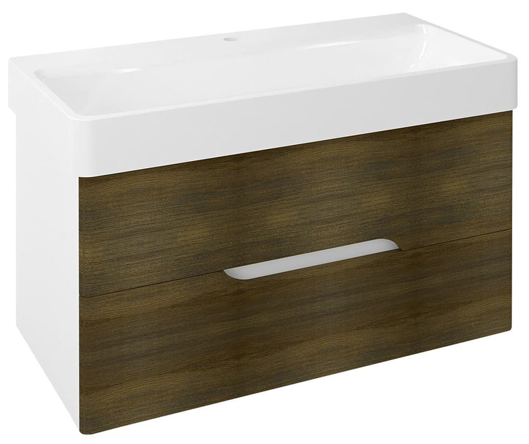 MEDIENA szafka umywalkowa 96x51x48,5cm, biały mat/dąb graphite