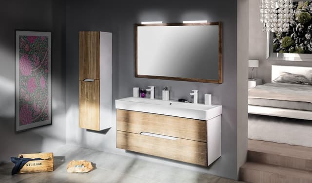 MEDIENA szafka umywalkowa 117x51x48,5cm, biały mat/dąb graphite