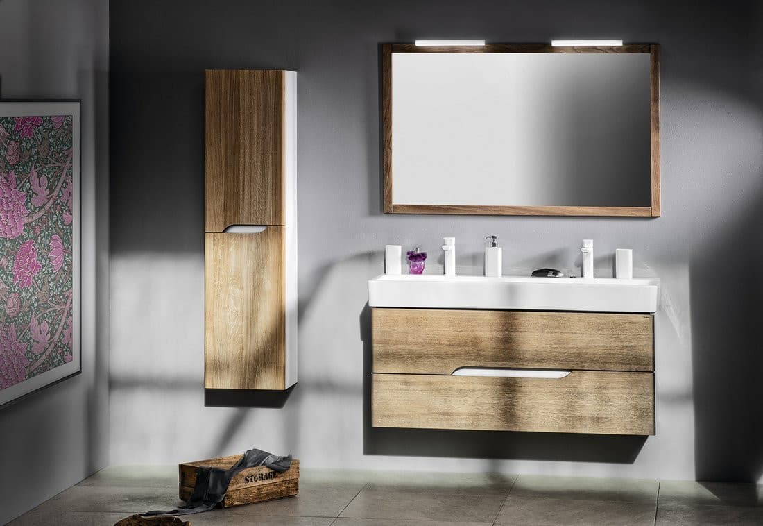 MEDIENA szafka umywalkowa 117x51x48,5cm, biały mat/dąb graphite