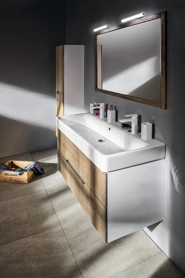 MEDIENA szafka umywalkowa 117x51x48,5cm, biały mat/dąb graphite