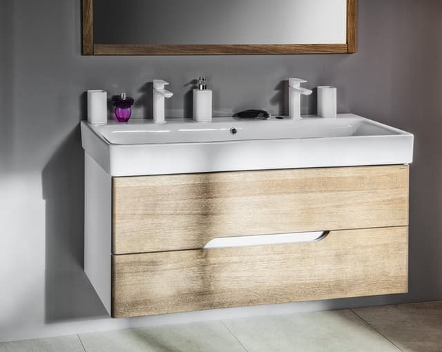 MEDIENA szafka umywalkowa 117x51x48,5cm, biały mat/dąb graphite