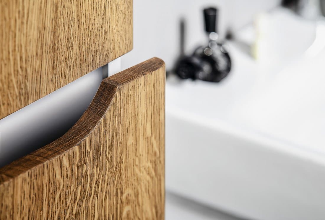 MEDIENA szafka wysoka 35x140x30cm, 2 drzwiczki, lewa/prawa,biały mat/dąb natural