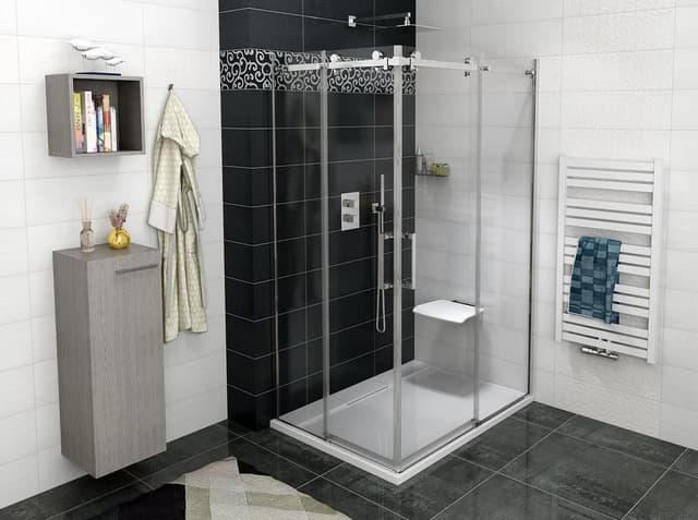 DRAGON drzwi prysznicowe, wejście z rogu, 1100 mm, szkło czyste