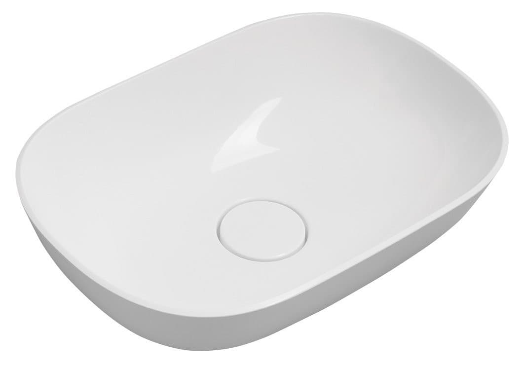 ERIDAN umywalka kompozytowa nablatowa z pokrywą odpływu 50x35cm, biały