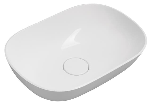 ERIDAN umywalka kompozytowa nablatowa z pokrywą odpływu 50x35cm, biały