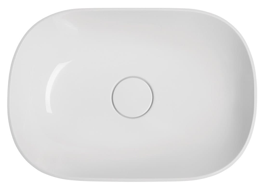 ERIDAN umywalka kompozytowa nablatowa z pokrywą odpływu 50x35cm, biały