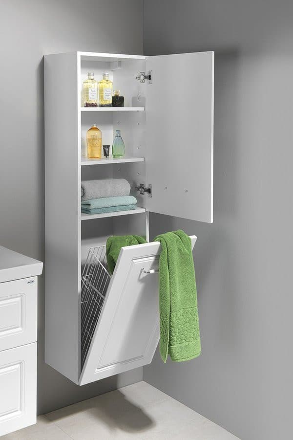 FAVOLO szafka wysoka z koszem na bieliznę 40x150x31cm, biały mat