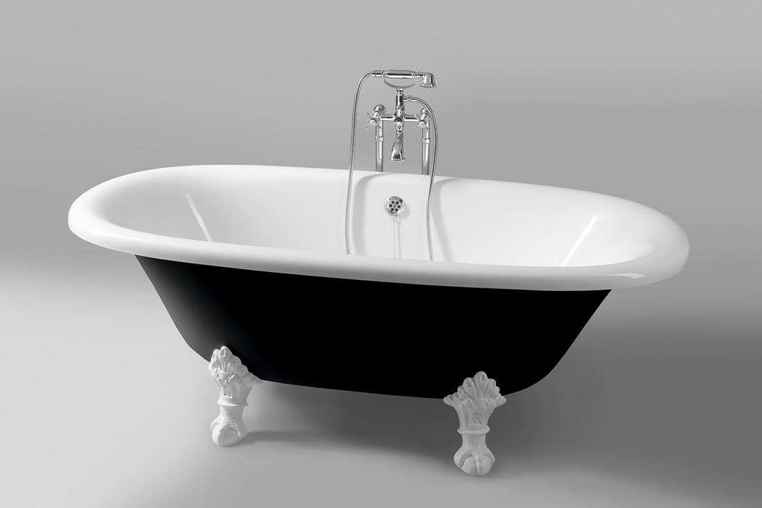 REGATA wanna wolnostojąca 175x85x61cm, nogi białe, czarno/biała