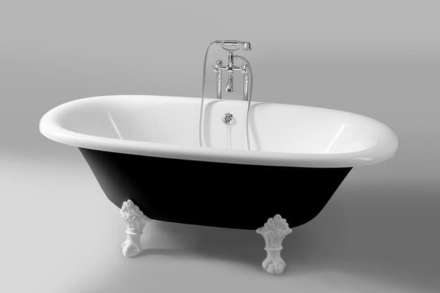 REGATA wanna wolnostojąca 175x85x61cm, nogi białe, czarno/biała